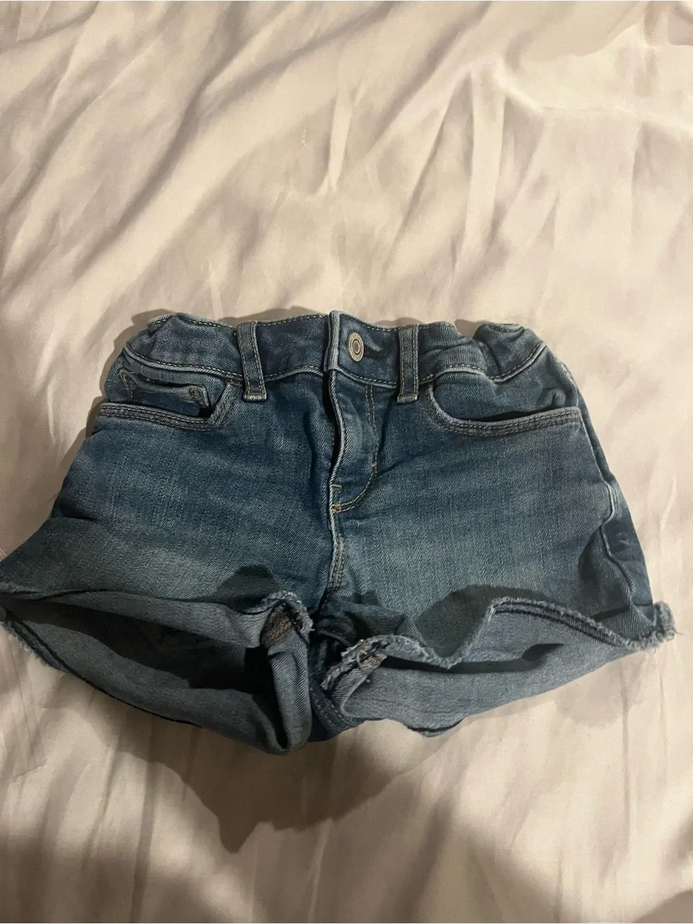 GAP Girls Washed Blue Denim Rolled-Hem Shorts